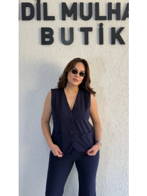 Lacivert V Yaka Scuba Yelek