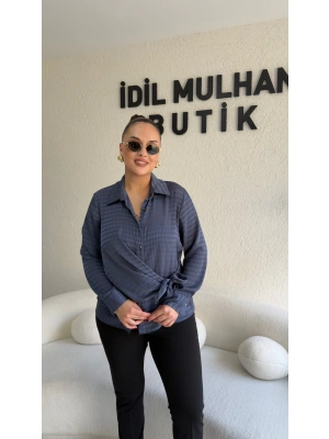 Lacivert Yandan Bağlamalı Gömlek