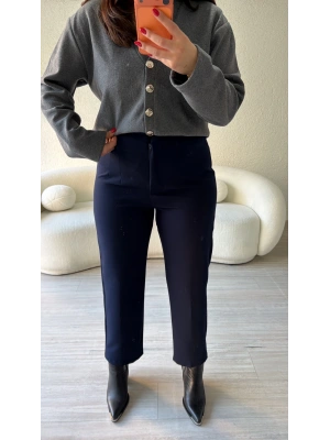 Lacivert Zr Model Yüksek Bel Pantolon