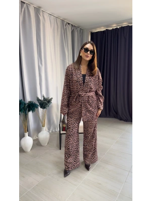 Leopar Desenli Double Krep Takım