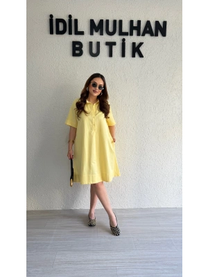 Limon Sarısı Gömlek Elbise