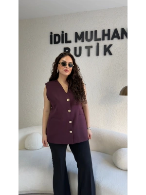 Mürdüm Blazer Yelek