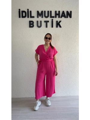 Pembe Kruvaze Kesim Viskon Tulum