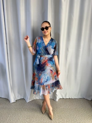 Şifon Batik Desenli Elbise