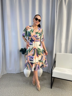 Şifon Renkli Elbise