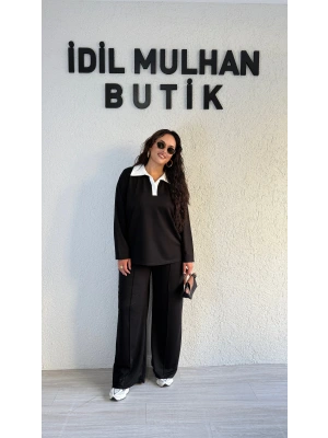 Siyah Beyaz Gömlek Yaka Takım