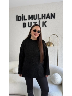 Siyah Bukle Triko Kazak