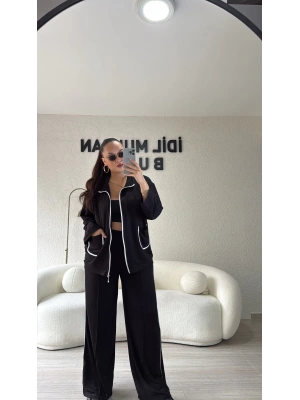 Siyah Cep Detaylı Biyeli Takım