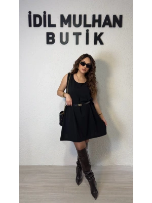 Siyah Kalın Askılı Elbise