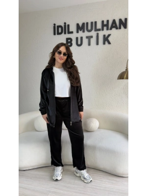 Siyah Likralı İthal Kadife Takım