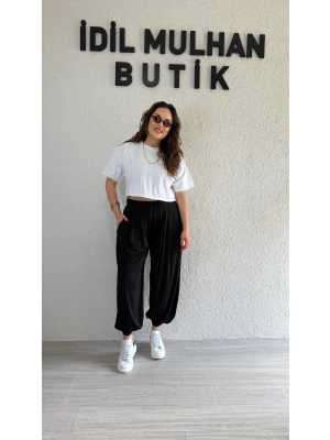 Siyah Pileli Şalvar Pantolon