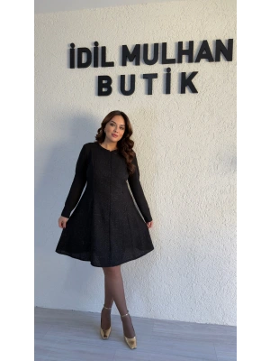 Siyah Sim Dokulu Çan Elbise