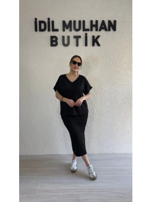 Siyah V Yaka Etekli Takım