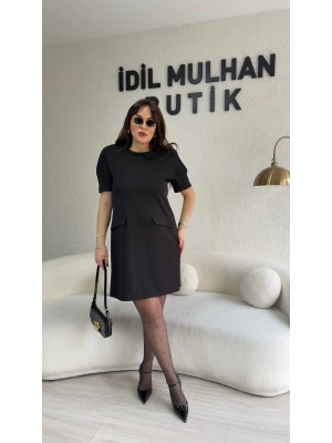 Siyah Zr Model Balon Kol Elbise