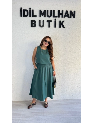 Zümrüt Yeşili Etekli Tensel Takım
