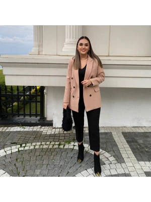 Camel Kruvaze Yaka Ceket