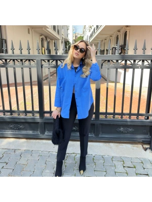 İndigo Mavisi %100 Keten Gömlek