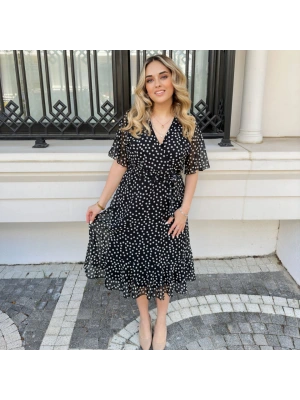 Puantiyeli Viskon Elbise