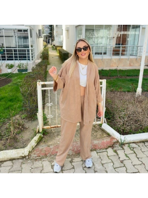 Sütlü Kahve Yaprak Desenli Takım