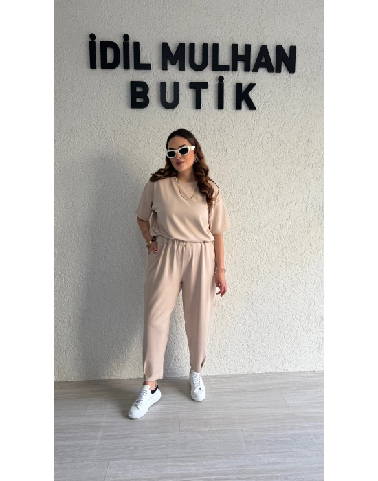 Bej Kısa Kol Modal Takım