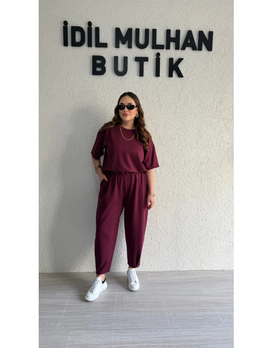 Bordo Kısa Kol Modal Takım