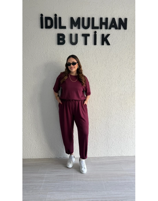 Bordo Kısa Kol Modal Takım