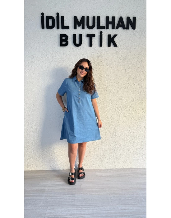 Kot Rengi Polo Yaka Elbise