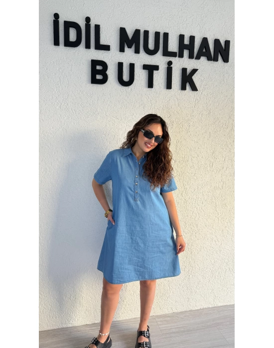 Kot Rengi Polo Yaka Elbise