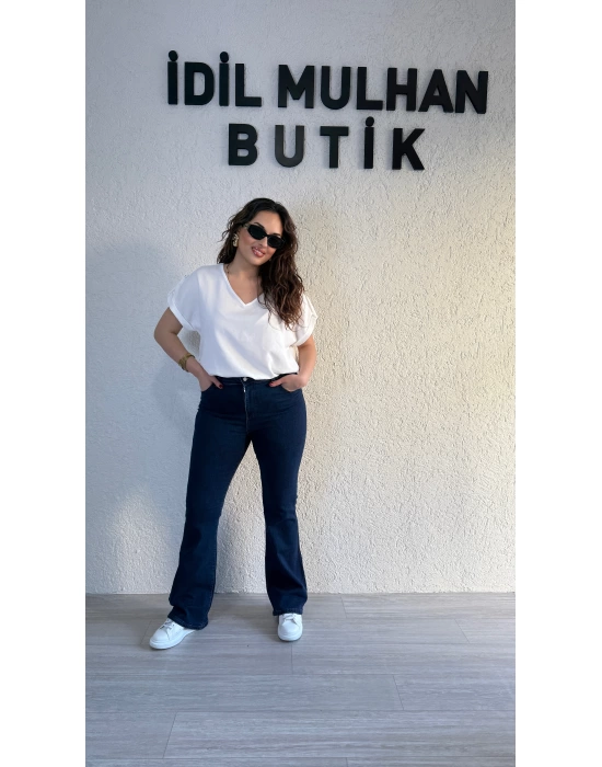 Lacivert İspanyol Paça Jean