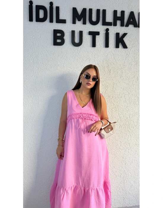 Pembe Müslin Elbise
