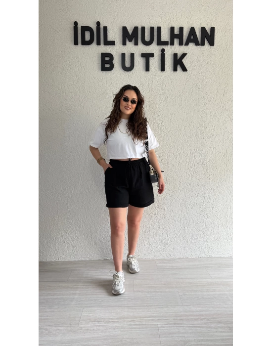 Siyah Müslin Şort