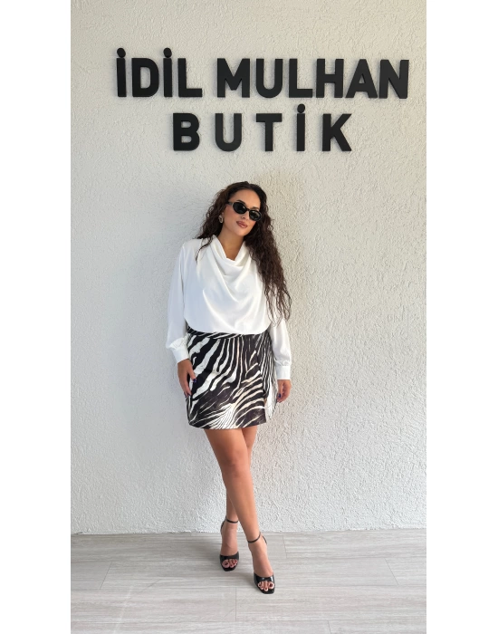 Zebra Desenli Şort Etek