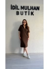 Acı Kahve Polo Yaka Modal Kumaş Elbise