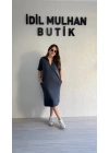 Antrasit Polo Yaka Modal Kumaş Elbise