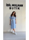 Bebe Mavisi Kemer Detaylı Tensel Elbise