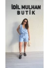 Bebe Mavisi Keten Şortlu Takım