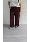 Bordo Beli Lastikli Tensel Pantolon