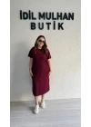 Bordo Oysh Kumaş Basic Elbise