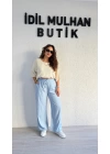 Buz Mavisi Beli Lastikli Tensel Pantolon