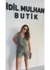 Haki Keten Şortlu Takım