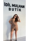 Kahverengi Keten Şortlu Takım