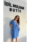 Kot Rengi Kolyeli Keten Elbise