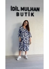 Lacivert Batik Desenli Elbise
