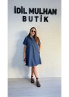 Lacivert Kot Rengi Polo Yaka Elbise