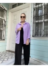 Lila Oversize Poplin Gömlek