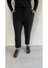 Siyah Beli Lastikli Cepli Pantolon