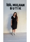 Siyah Beyaz Şeritli Basic Elbise