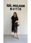 Siyah Eteği Güpürlü Elbise
