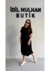 Siyah Oysh Kumaş Basic Elbise