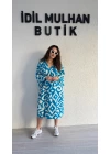 Turkuaz Batik Desenli Elbise
